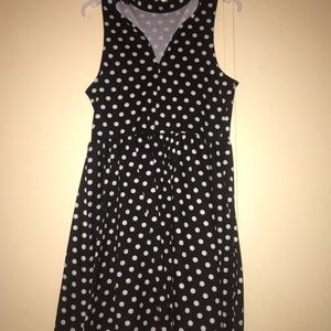 White Polkadotted black dress